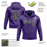 Custom Stitched Purple Black-White Baseball Pullover Sweatshirt Hoodie