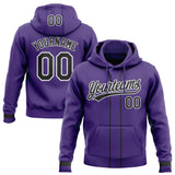 Custom Stitched Purple Black-White Baseball Pullover Sweatshirt Hoodie