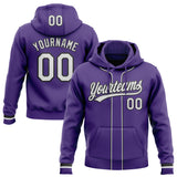 Custom Stitched Purple White-Black Baseball Pullover Sweatshirt Hoodie