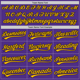 Custom Stitched Purple Black-Gold Baseball Pullover Sweatshirt Hoodie