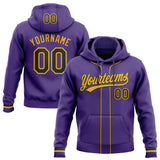 Custom Stitched Purple Black-Gold Baseball Pullover Sweatshirt Hoodie