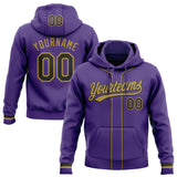 Custom Stitched Purple Black-Old Gold Baseball Pullover Sweatshirt Hoodie