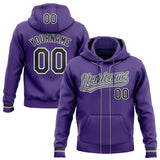 Custom Stitched Purple Black-White Baseball Pullover Sweatshirt Hoodie