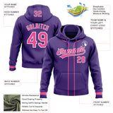 Custom Stitched Purple Pink-White Baseball Pullover Sweatshirt Hoodie