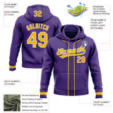 Custom Stitched Purple Gold-White Baseball Pullover Sweatshirt Hoodie