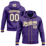 Custom Stitched Purple White-Old Gold Baseball Pullover Sweatshirt Hoodie