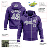 Custom Stitched Purple Gray-White Baseball Pullover Sweatshirt Hoodie