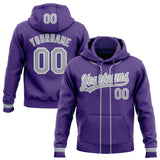 Custom Stitched Purple Gray-White Baseball Pullover Sweatshirt Hoodie