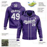 Custom Stitched Purple White-Gray Baseball Pullover Sweatshirt Hoodie