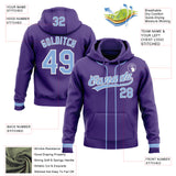 Custom Stitched Purple Light Blue-White Baseball Pullover Sweatshirt Hoodie