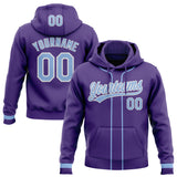 Custom Stitched Purple Light Blue-White Baseball Pullover Sweatshirt Hoodie