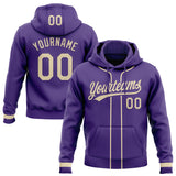 Custom Stitched Purple Cream Baseball Pullover Sweatshirt Hoodie