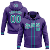 Custom Stitched Purple Teal-White Baseball Pullover Sweatshirt Hoodie