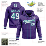 Custom Stitched Purple White-Teal Baseball Pullover Sweatshirt Hoodie