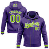 Custom Stitched Purple Neon Green-White Baseball Pullover Sweatshirt Hoodie