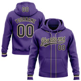 Custom Stitched Purple Black-Cream Baseball Pullover Sweatshirt Hoodie