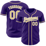 Custom Purple Vegas Gold-White Authentic Baseball Jersey