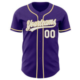 Custom Purple White-Vegas Gold Authentic Baseball Jersey