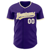Custom Purple Vegas Gold-White Authentic Baseball Jersey
