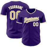 Custom Purple Vegas Gold-White Authentic Baseball Jersey