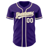 Custom Purple White-Vegas Gold Authentic Baseball Jersey