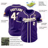 Custom Purple White-Vegas Gold Authentic Baseball Jersey