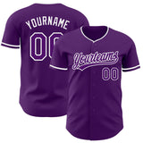 Custom Purple-White Authentic Baseball Jersey