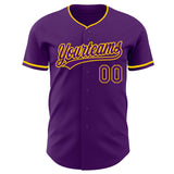 Custom Purple-Yellow Authentic Baseball Jersey