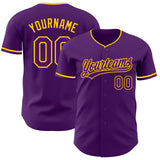 Custom Purple-Yellow Authentic Baseball Jersey