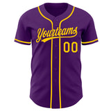 Custom Purple-Yellow Authentic Baseball Jersey