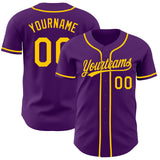 Custom Purple-Yellow Authentic Baseball Jersey
