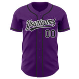 Custom Purple Black-White Authentic Baseball Jersey