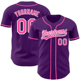Custom Purple Pink-White Authentic Baseball Jersey