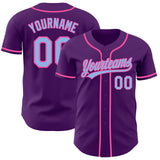 Custom Purple Light Blue-Pink Authentic Baseball Jersey
