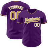 Custom Purple Old Gold-White Authentic Baseball Jersey