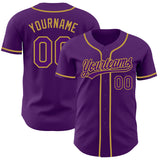 Custom Purple-Old Gold Authentic Baseball Jersey