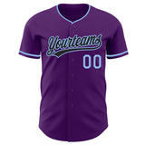 Custom Purple Black-Light Blue Authentic Baseball Jersey