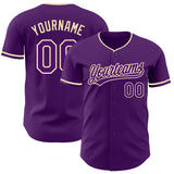 Custom Purple-Cream Authentic Baseball Jersey