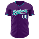 Custom Purple Teal-White Authentic Baseball Jersey