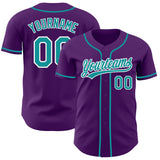 Custom Purple Teal-White Authentic Baseball Jersey