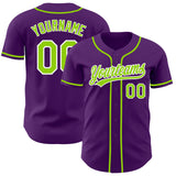 Custom Purple Neon Green-White Authentic Baseball Jersey
