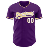Custom Purple Vegas Gold-White Authentic Baseball Jersey