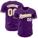 Custom Purple Vegas Gold-White Authentic Baseball Jersey
