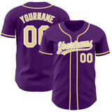 Custom Purple Vegas Gold-White Authentic Baseball Jersey