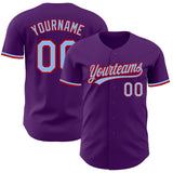 Custom Purple Light Blue-Red Authentic Baseball Jersey