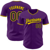 Custom Purple Black-Yellow Authentic Baseball Jersey
