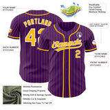 Custom Purple Gold Pinstripe-White Authentic Baseball Jersey