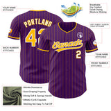 Custom Purple Gold Pinstripe-White Authentic Baseball Jersey