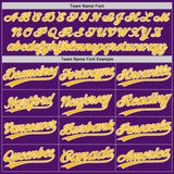 Custom Purple Gold Pinstripe-White Authentic Baseball Jersey