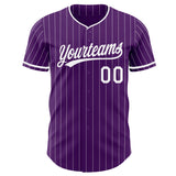 Custom Purple White Pinstripe Authentic Baseball Jersey